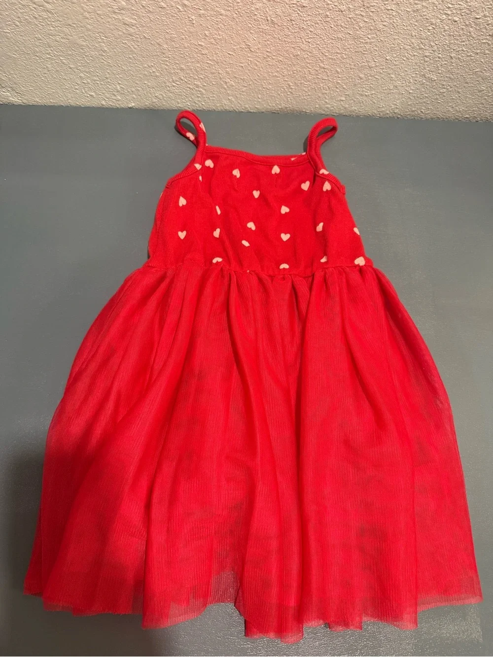 Old Navy Red Heart Print Tulle Tank Dress for Kids